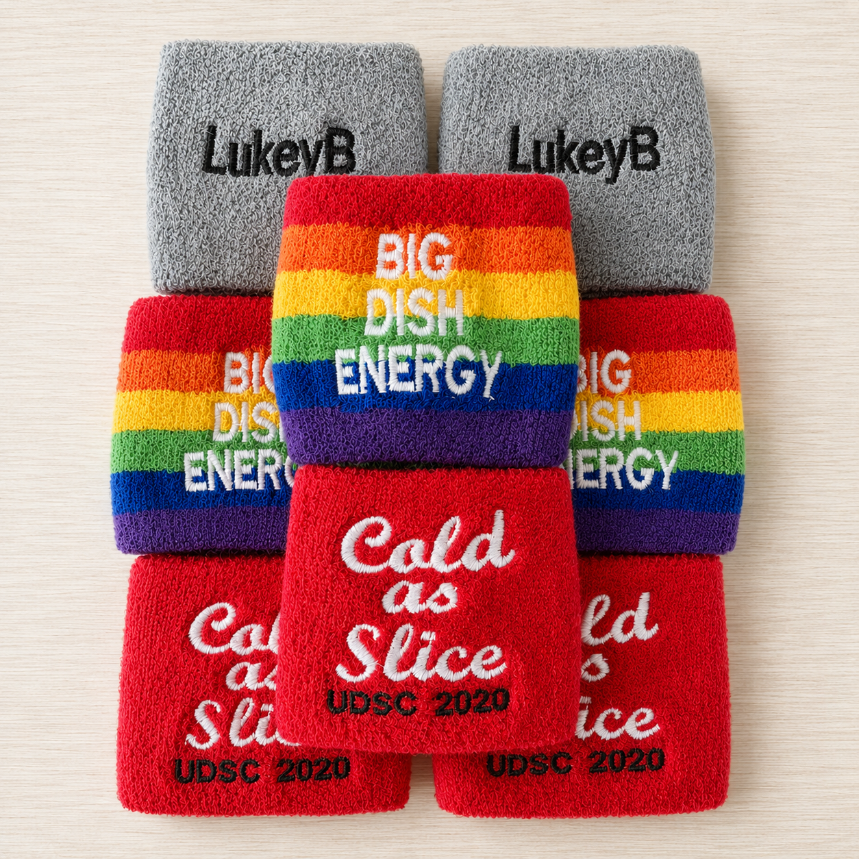 Custom terry cloth wristbands by Kingspeed Sports